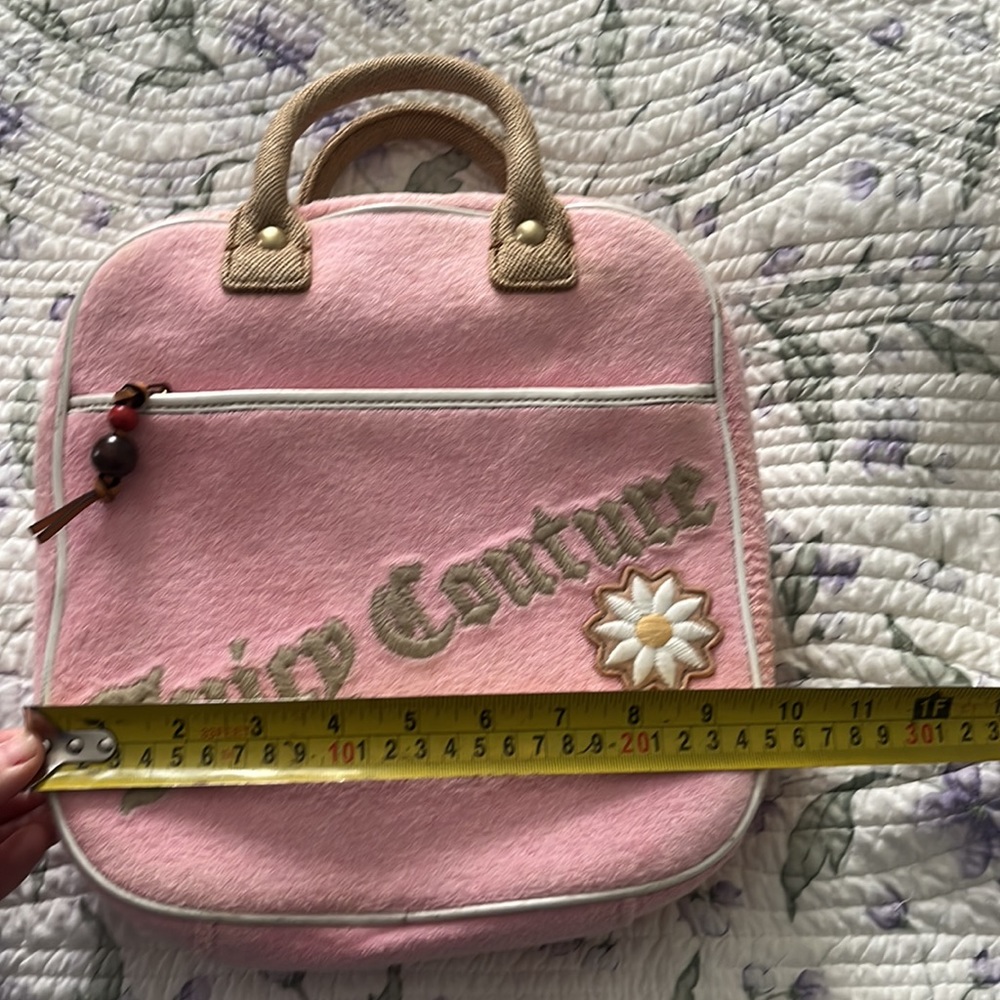Vintage RARE Juicy Couture light pink terry/raffia make up bag/purse. - Picture 9 of 12